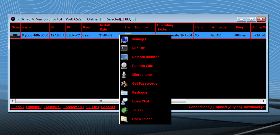Njrat Red Version Error 404