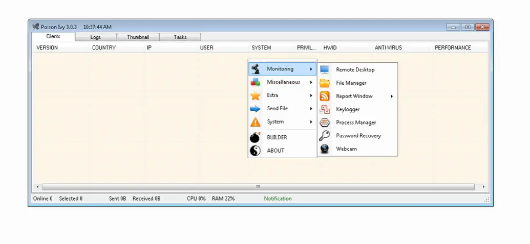 Poison Ivy 3.0.3 with Crypto Currencies Clipper