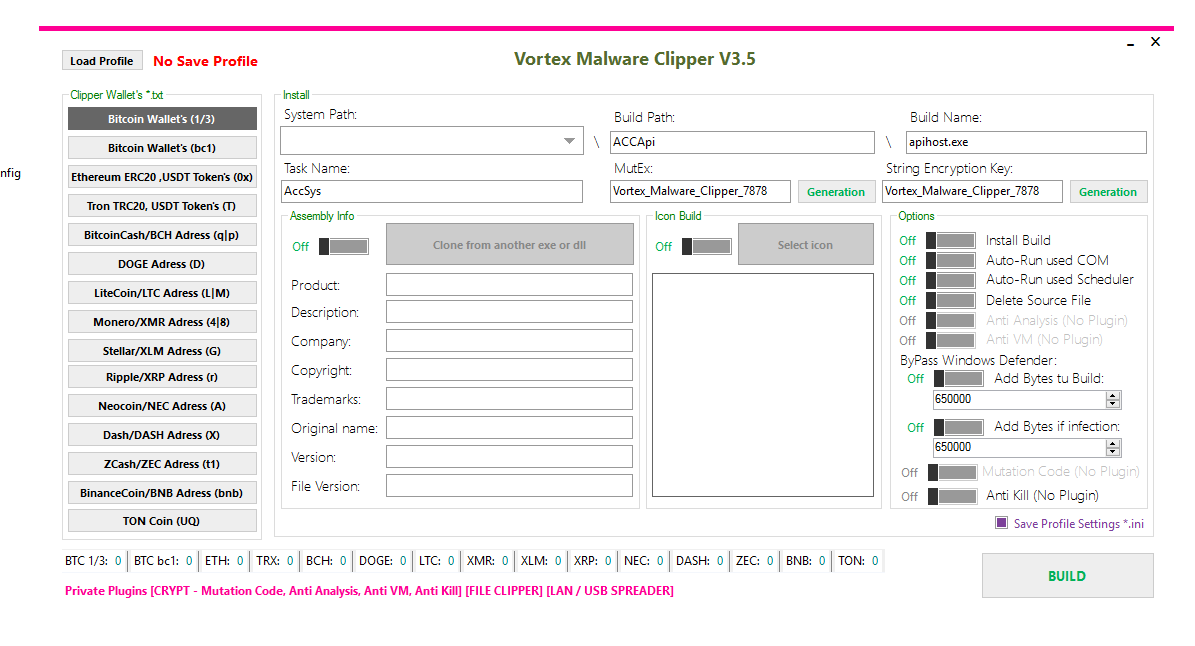 A complete technical analysis of Vortex Malware Clipper V3.5, a dangerous cryptocurrency clipboard hijacking malware that replaces wallet addresses. Learn its features, risks, indicators of compromise, and protection methods.